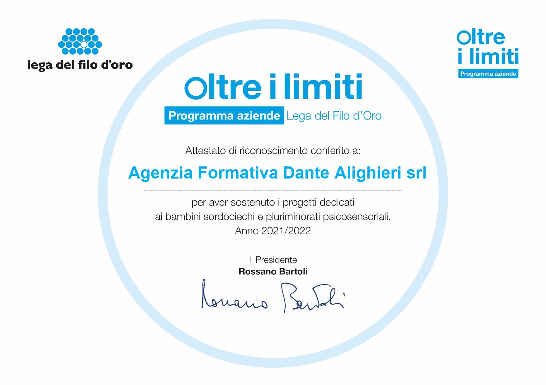 A.03.Oltre i Limiti - Reward - Attestato Agenzia Formativa Dante Alighieri srl_page-0001 attestato lega filo d'oro