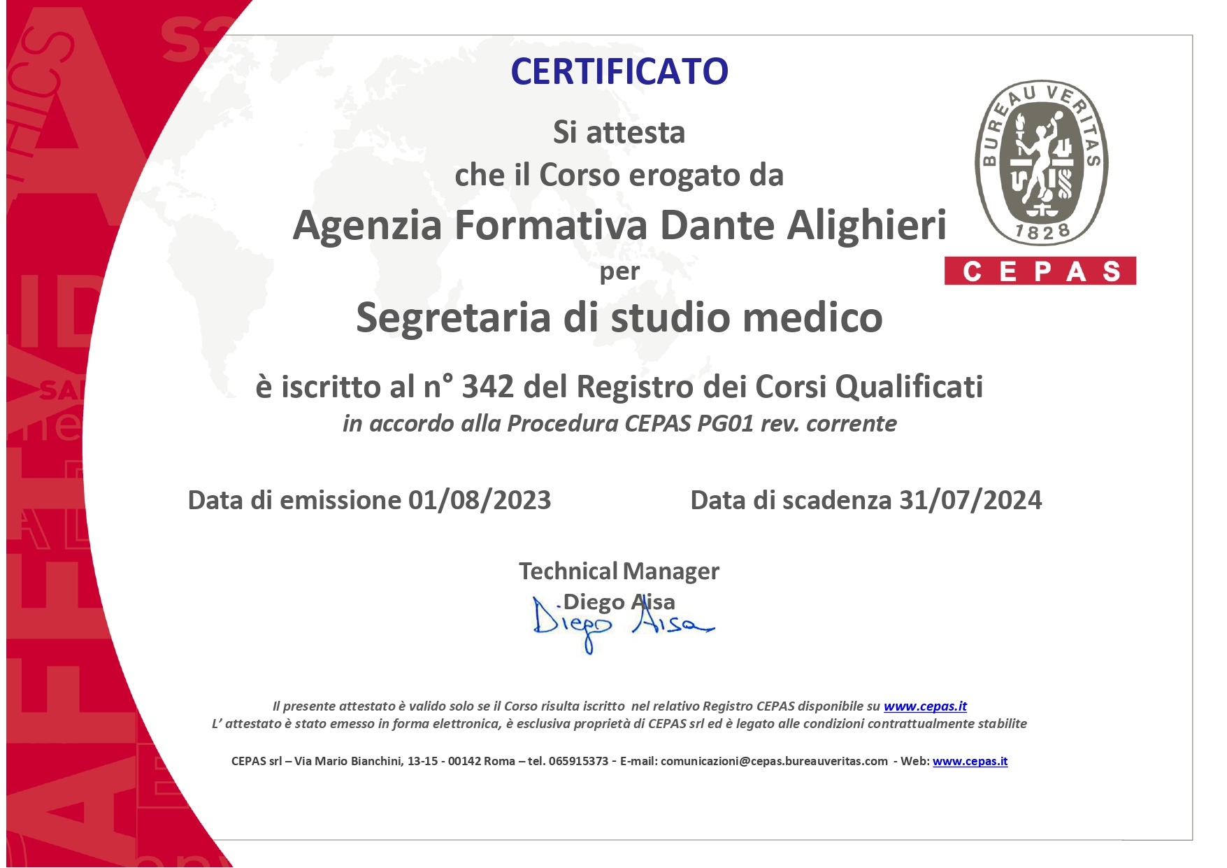 corso segretaria studio medico certificato cepas